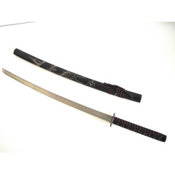 Меч катана дървен калъф в черно с червени нюанси