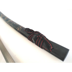Меч катана дървен калъф в черно с червени нюанси