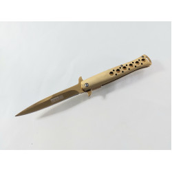 Сгъваем автоматичен джобен нож златист цвят дизайн стилето VipEver