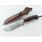 Ловен нож ръчно направен от дамаска японска стомана и кожена кания