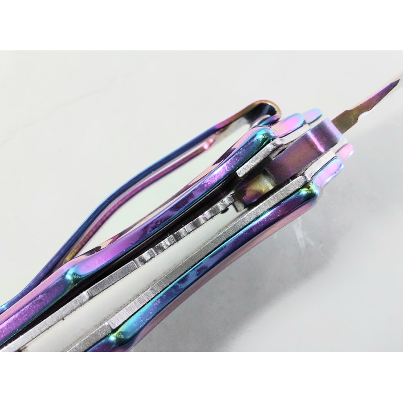 Vipever Сгъваем автоматичен джобен нож с извито острие Rainbow