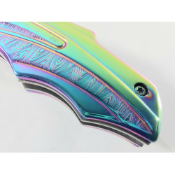 Vipever Сгъваем автоматичен джобен нож с извито острие Rainbow