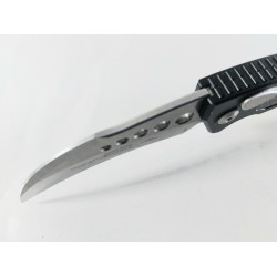 Сгъваем автоматичен нож- Run Hawk - извито острие тип карамбит, черни алуминиеви дръжки с карбонови вложки