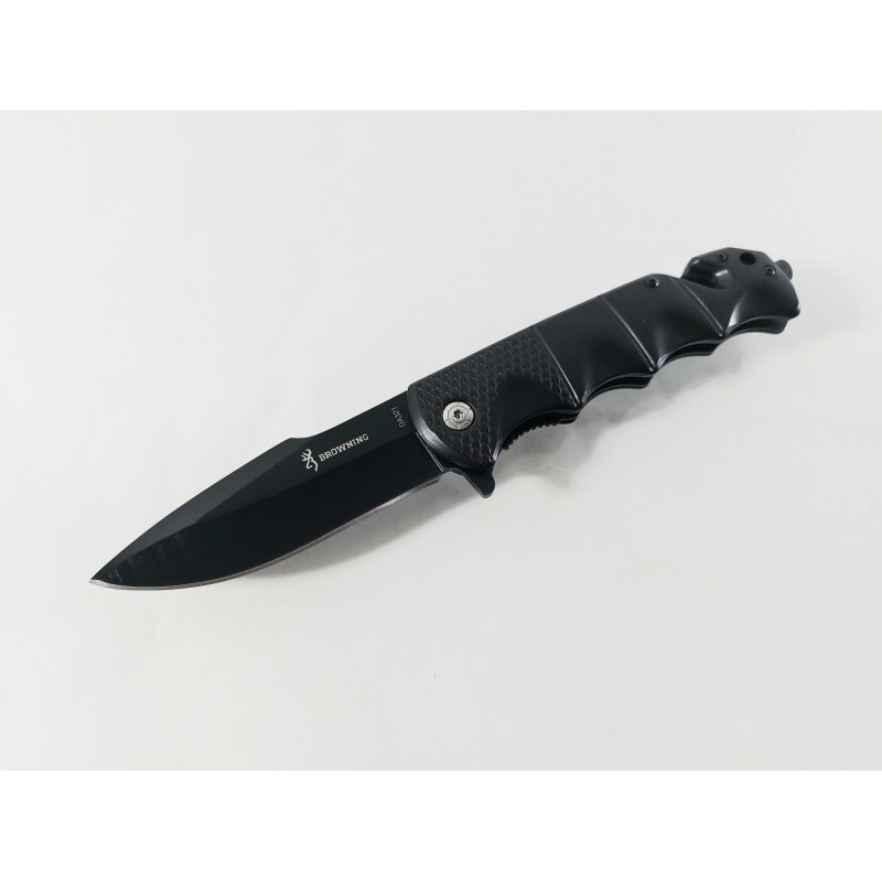 Сгъваем автоматичен нож с черно антирефлекторно покритие Browning DA321 с резец и шип