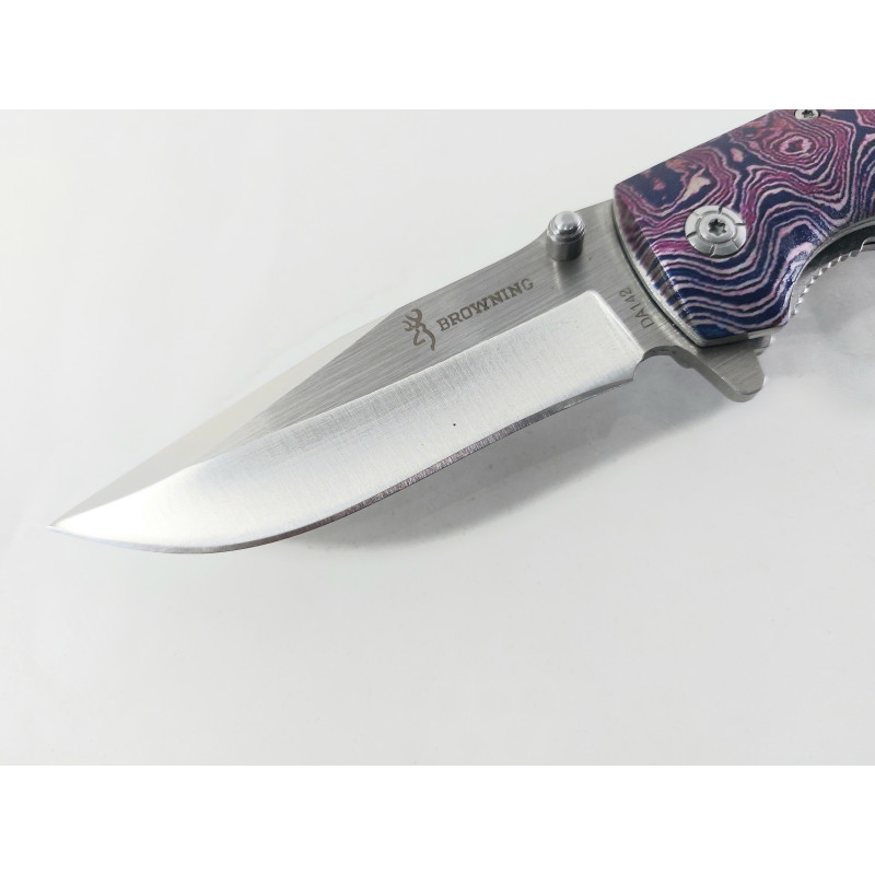 Browning DA142 - Сгъваем автоматичен масивен нож с дървени чирени ифлорални метални елементи