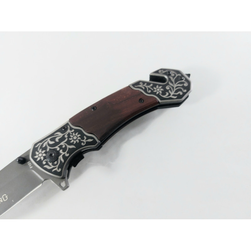 Browning F123 - Сгъваем автоматичен нож с дървени чирени и флорални метални елементи