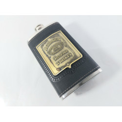 Манерка с лого Jack Daniels black steel кожен обков и месингова плочка модел 2