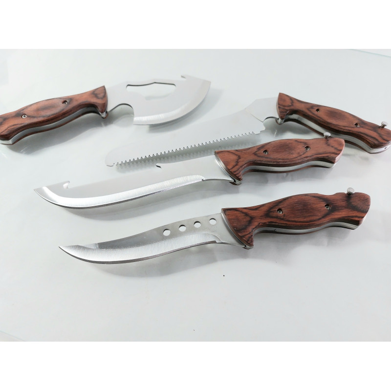 Комплект четири ножа в един,трион , сатър ,нож за обезкостяване и ловен нож в един калъф