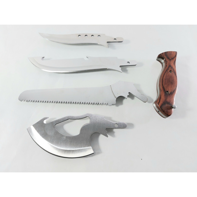 Комплект четири ножа в един,трион , сатър ,нож за обезкостяване и ловен нож в един калъф