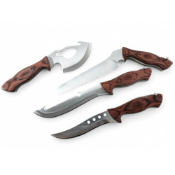 Комплект четири ножа в един,трион , сатър ,нож за обезкостяване и ловен нож в един калъф