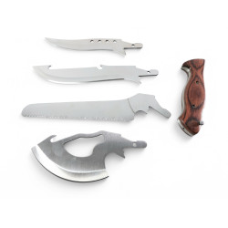 Комплект четири ножа в един,трион , сатър ,нож за обезкостяване и ловен нож в един калъф