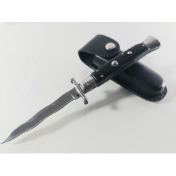 Автоматичен сгъваем джобен нож с кожен калъф АКC Italy змиевидно острие