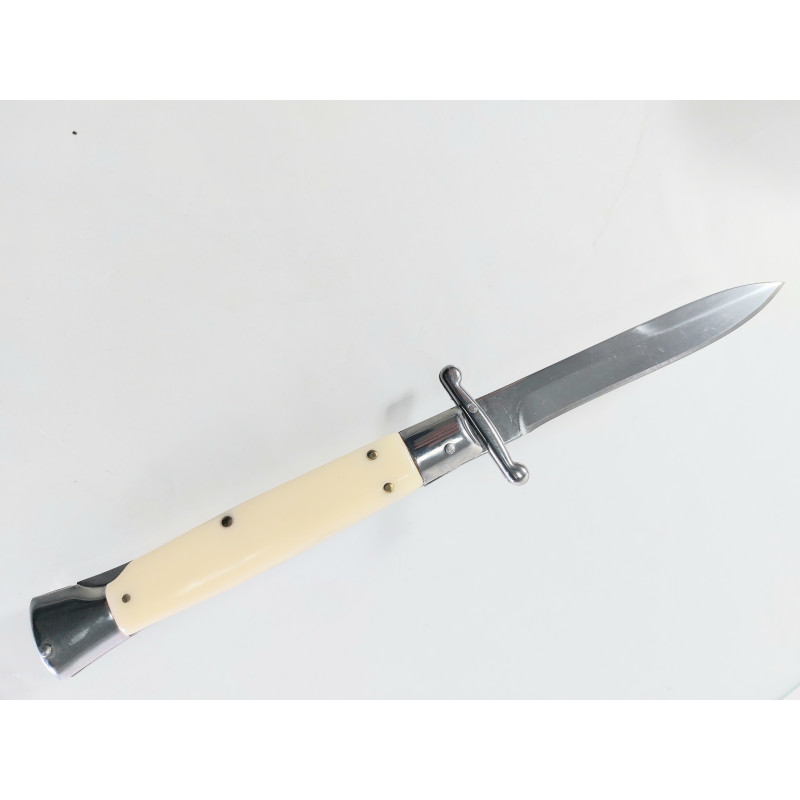 Автоматичен сгъваем джобен нож с кожен калъф АКC Italy ,чирени от бял кориан