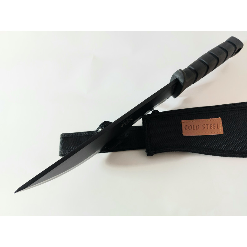 Масивен ловен нож ,мачете с черно тефлоново покритие и дръжка  изработена от полипропилен