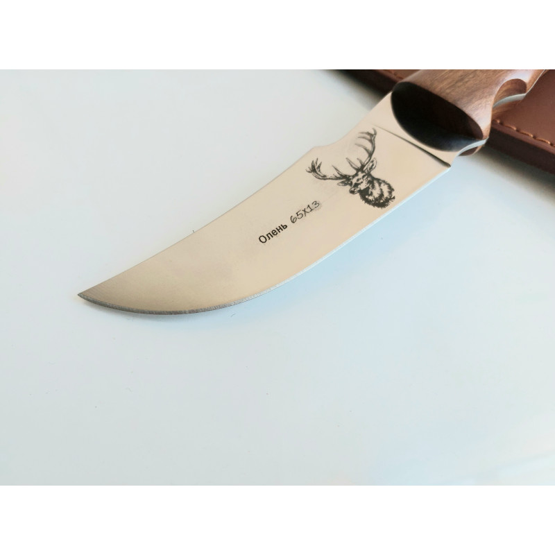Руски ловен нож фултанг масивен и здрав с кожена кания - Елен