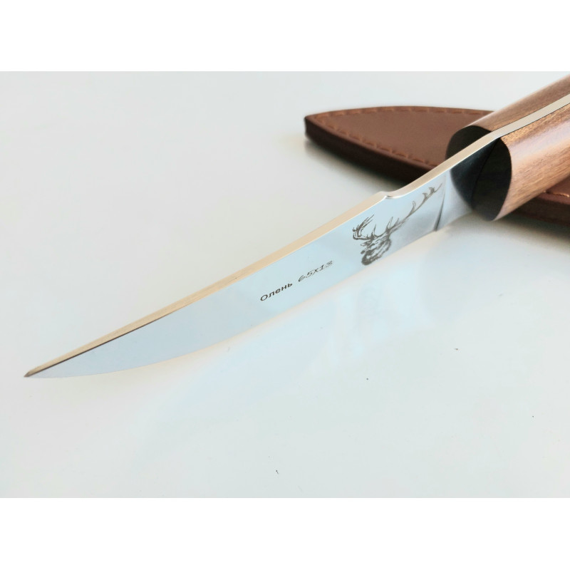 Руски ловен нож фултанг масивен и здрав с кожена кания - Елен