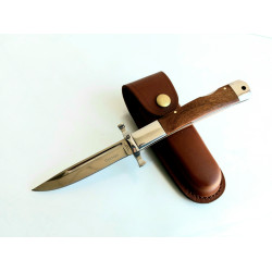 Руски сгъваем джобен нож с кожен  калъф Пантера стал 65х13