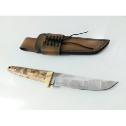 Ръчно направен нож фултанг чирени от махагон D2 стомана и кожен калъф