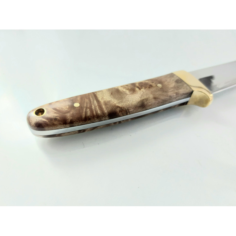 Ръчно направен нож фултанг чирени от махагон D2 стомана и кожен калъф