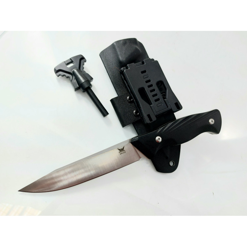 Ловен нож фултанг с Kydex калъф,магнезиева запалка DC53 Steel Military
