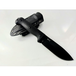 Ловен нож с черно тефлоново покритие ,фултанг с Kydex калъф, D2 Steel Military,Bk Tka-Bar Ловен нож с черно тефлоново покритие ,фултанг с Kydex калъф, D2 Steel Military,Bk Tka-Bar