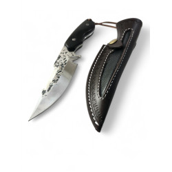Ръчно направен нож фултанг чирени от махагон D2 стомана и кожен калъф