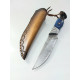Ловен нож от японска дамаска стомана с дръжка от абаносово дърво и цветен кориан