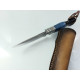 Ловен нож от японска дамаска стомана с дръжка от абаносово дърво и цветен кориан