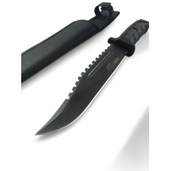 Ловен нож за оцеляване в дивата природа с гумена дръжка,трион на острието