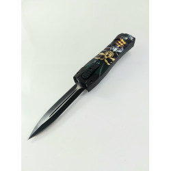 Автоматичен сгъваем нож с полимерна дръжка и принт череп  OTF