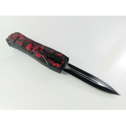 Автоматичен сгъваем нож OTF червени черепи на дръжката
