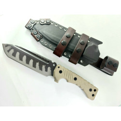 Боен ловен тактически нож фултанг G10 дръжка Kydex калъф с кожени ремъци Боен ловен тактически нож фултанг G10 дръжка Kydex калъф с кожени ремъци