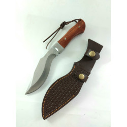 Ловен нож тип кукри с кожена кания ръчно изработен фултанг