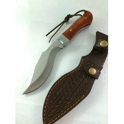 Ловен нож тип кукри с кожена кания ръчно изработен фултанг