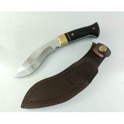 Ловен нож тип кукри с кожена кания ръчно изработен фултанг с месингов гард