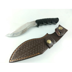 Ловен нож тип кукри с кожена кания ръчно изработен фултанг с G10 дръжка