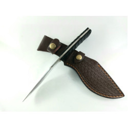 Ловен нож тип кукри с кожена кания ръчно изработен фултанг с G10 дръжка