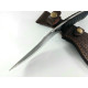 Ловен нож тип кукри с кожена кания ръчно изработен фултанг с G10 дръжка