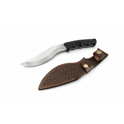 Ловен нож тип кукри с кожена кания ръчно изработен фултанг с G10 дръжка