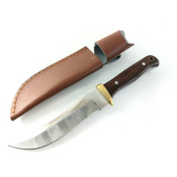 Ловен нож фултанг с кожена кания ,месингов гард , отвор за темляк и извито острие