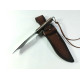 Ръчно направен  ловен нож фултанг чирени от махагон, D2 стомана и кожен калъф