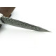 Ръчно направен ловен нож от Японска дамаска стомана и метален гард с кафява дръжка