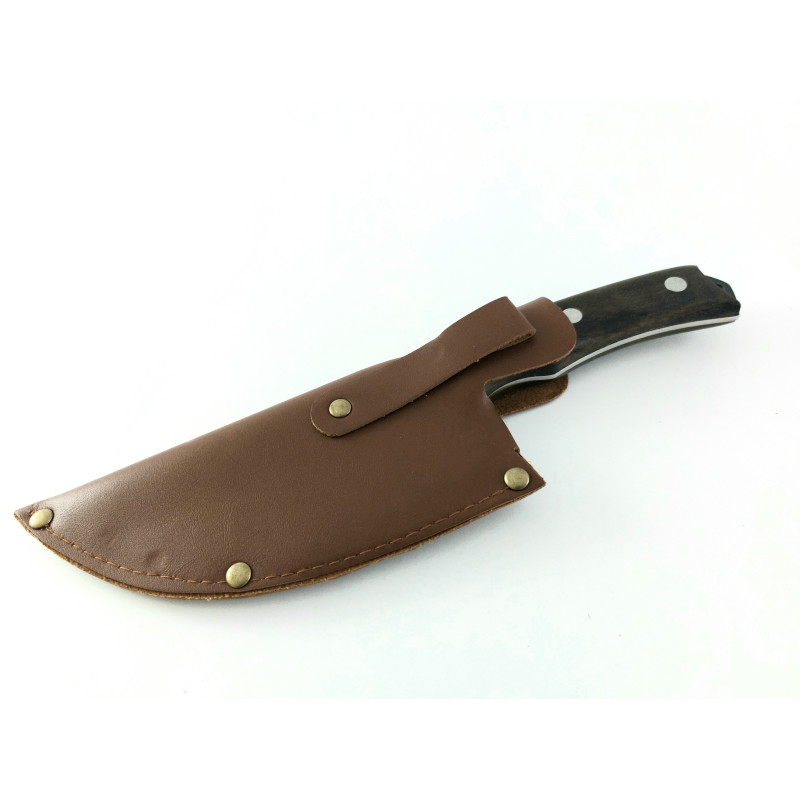 Ловен нож ръчно кован с дръжка от махагон фултанг