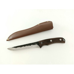 Ловен касапски нож ръчно кован с дръжка от махагон 