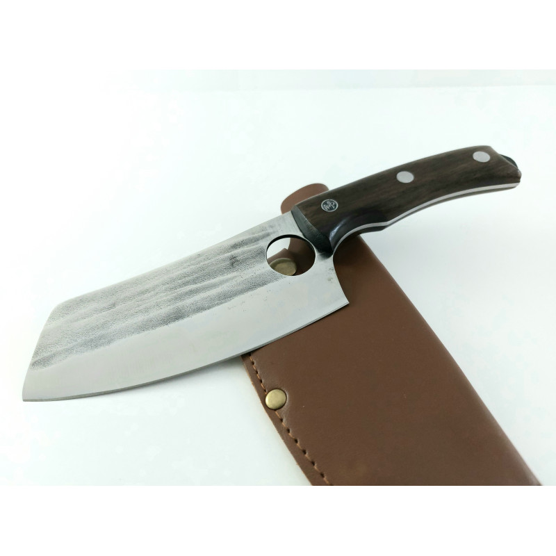 Ловен нож тип сатър ръчно кован с дръжка от махагон фултанг