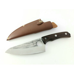 Ловен нож с отвор за пръста ,ръчно кован с дръжка от махагон фултанг