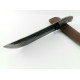 Ловен касапски нож фултанг с кожен калъф  ръчно кован с дръжка от махагон