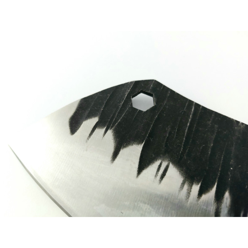 Ловен нож дизайн и форма на Акула,тип сатър ръчно кован с дръжка от махагон фултанг