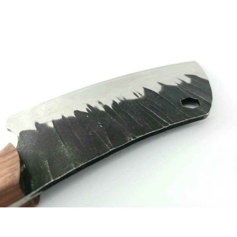 Ловен нож дизайн и форма на Акула,тип сатър ръчно кован с дръжка от махагон фултанг