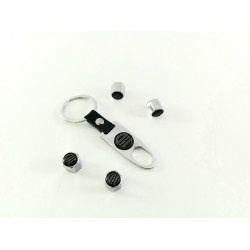 Ключодържател с 4 бр капачки за винтилите/ вентили Волво Volvo - сребристо черен цвят